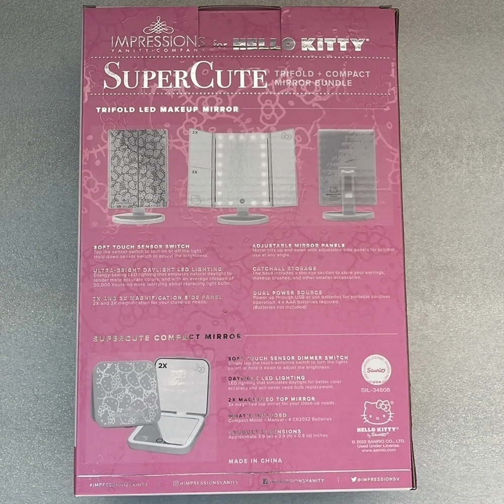 🆕 Impressions For Hello Kitty Super Cute  Trifold + Compact Mirror Bundle USB
